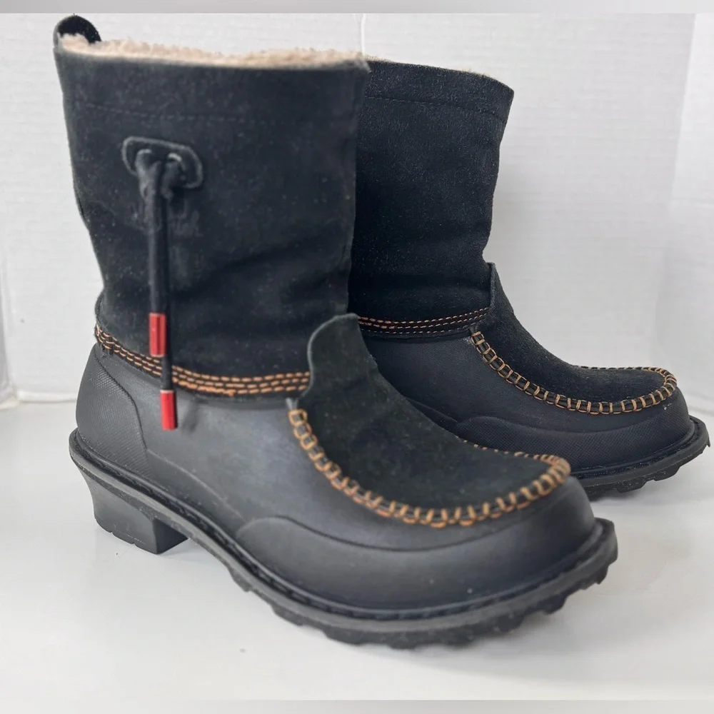 Woolrich Fully Wooly Black Slip Lined Winter Boots Shoes Women's Size 8
